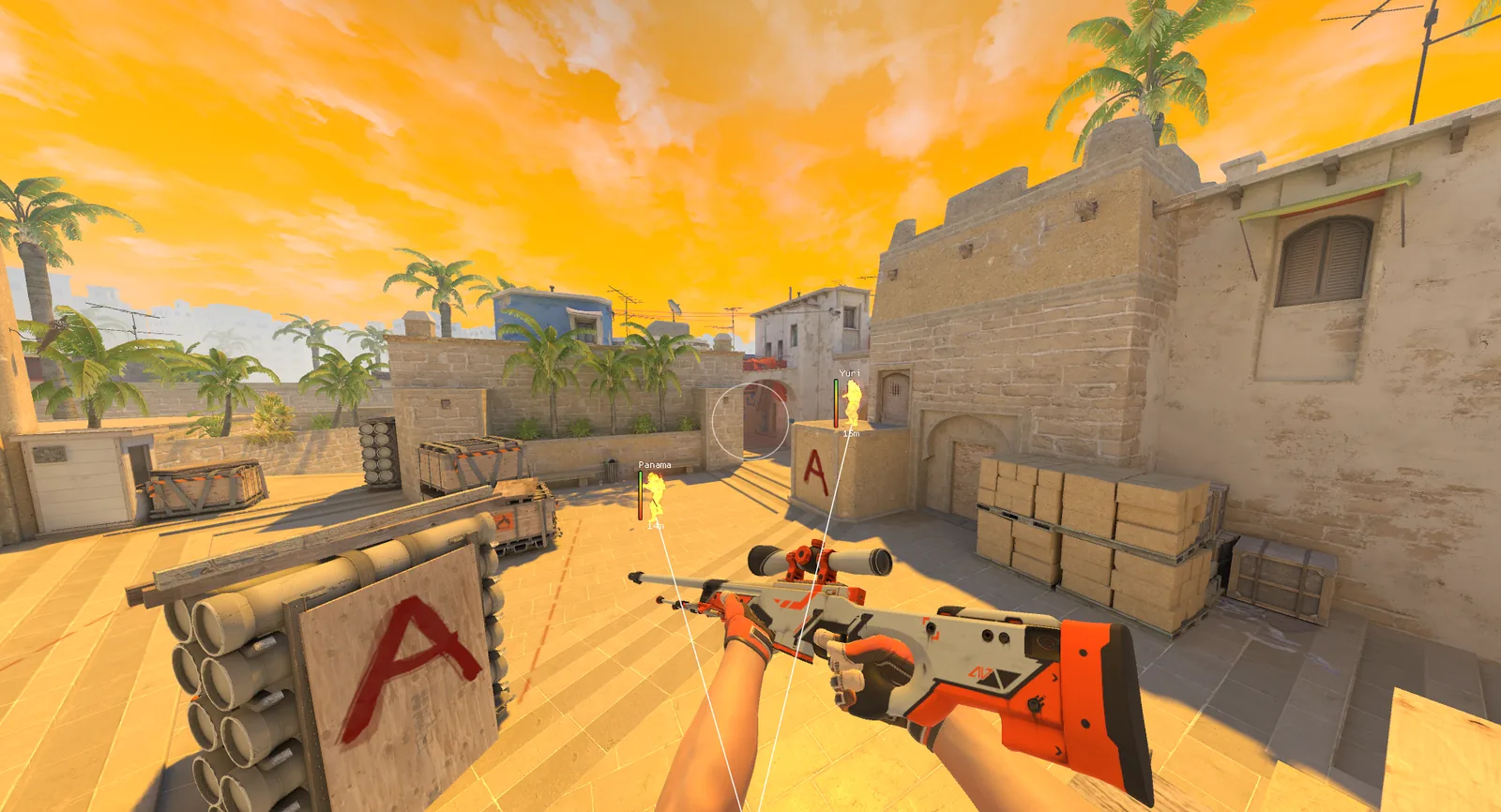 Counter-Strike 2 with gonzyles.xyz premium: recoloured sky and a skinned AWP